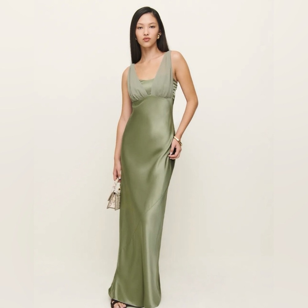 Reformation Olive Green Maxi Dress